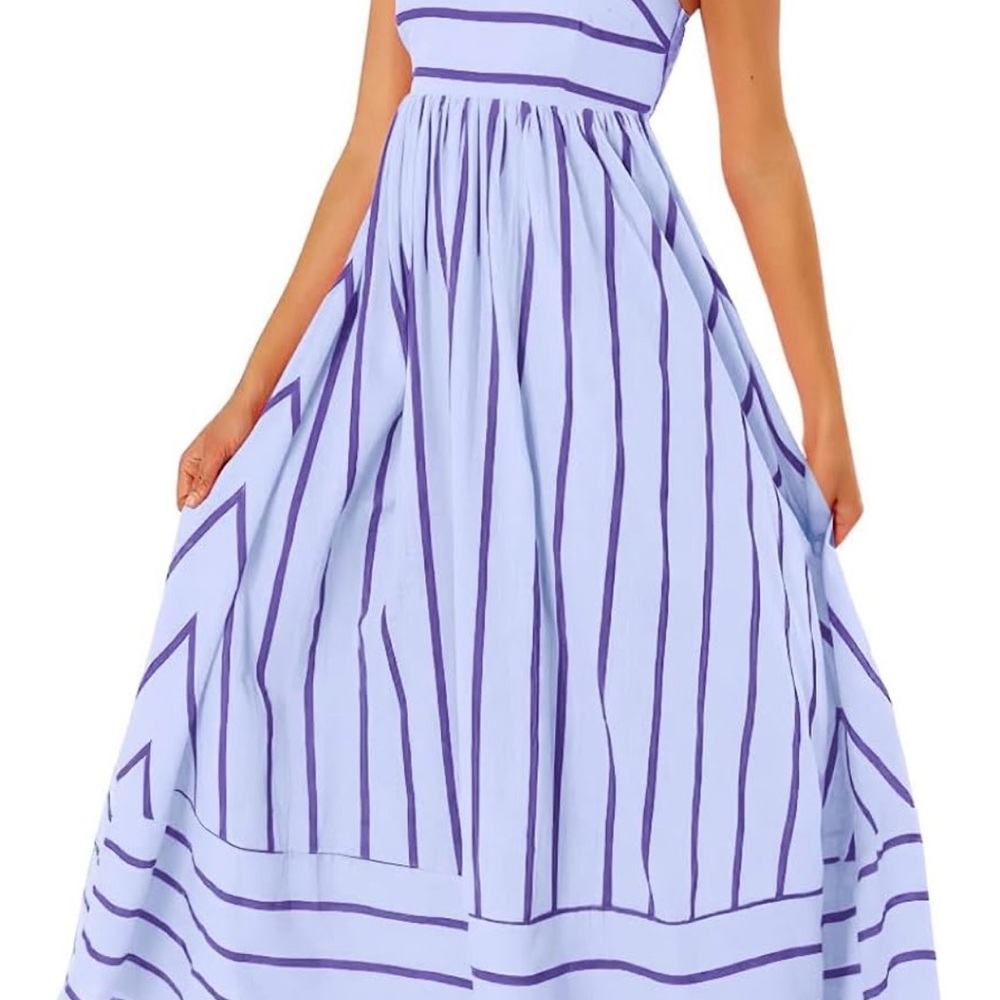 Chic Striped Maxi Dress in Blue and Purple